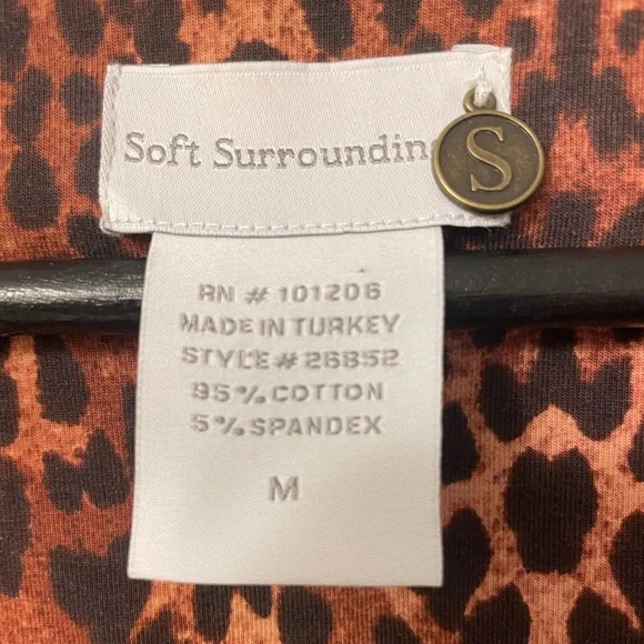 NEW Soft Surroundings Animal Print Safari Surplice Fixed Wrap Dress Medium - Picture 3 of 4